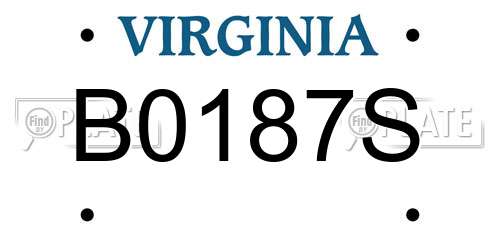 B0187S Virginia License Plate