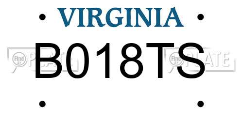B018TS Virginia License Plate