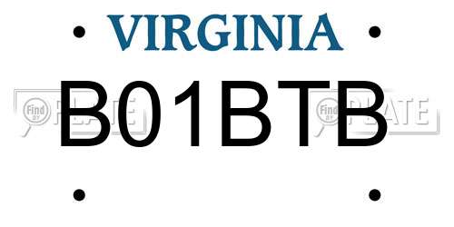 B01BTB Virginia License Plate