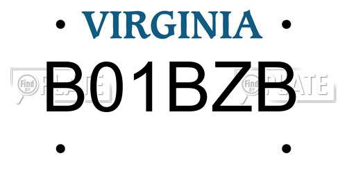 B01BZB Virginia License Plate
