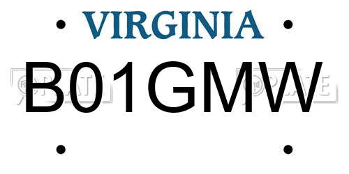 B01GMW Virginia License Plate