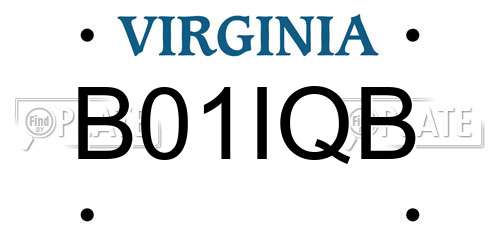 B01IQB Virginia License Plate