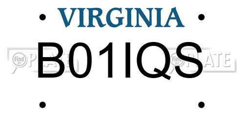 B01IQS Virginia License Plate