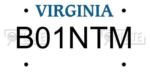 B01NTM Virginia License Plate