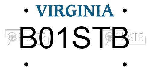 B01STB Virginia License Plate