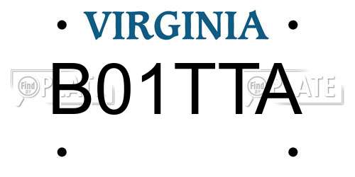 B01TTA Virginia License Plate