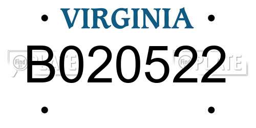 B020522 Virginia License Plate