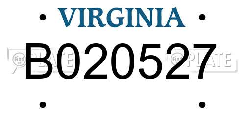 B020527 Virginia License Plate