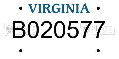 B020577 Virginia License Plate