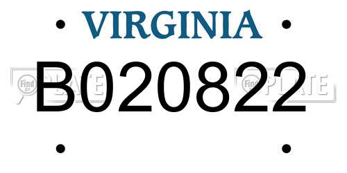 B020822 Virginia License Plate