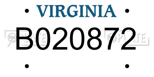 B020872 Virginia License Plate
