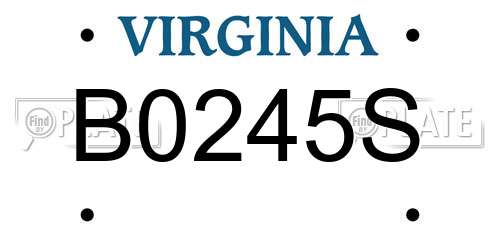 B0245S Virginia License Plate