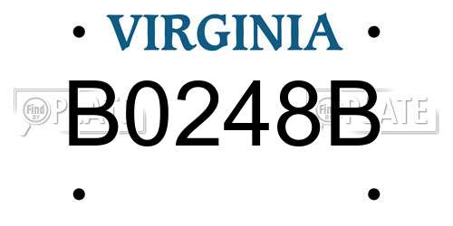 B0248B Virginia License Plate