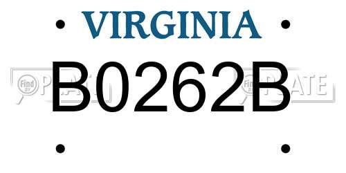 B0262B Virginia License Plate