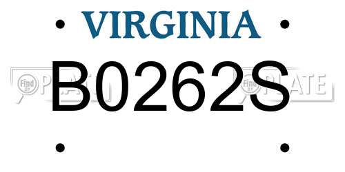B0262S Virginia License Plate