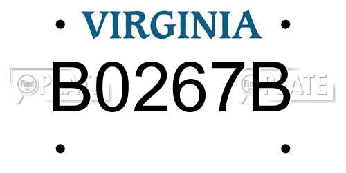 B0267B Virginia License Plate