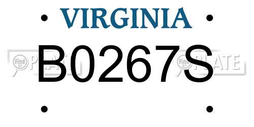 B0267S Virginia License Plate