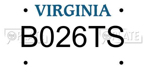 B026TS Virginia License Plate