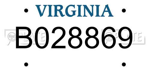 B028869 Virginia License Plate