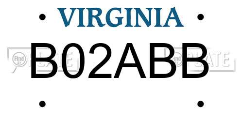 B02ABB Virginia License Plate
