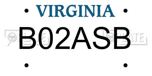 B02ASB Virginia License Plate