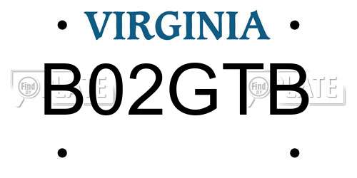 B02GTB Virginia License Plate