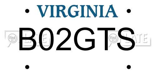B02GTS Virginia License Plate
