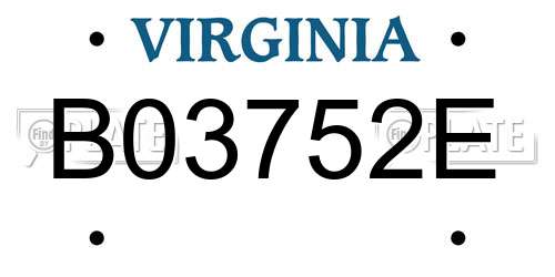 B03752E Virginia License Plate