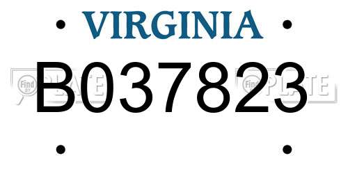 B037823 Virginia License Plate