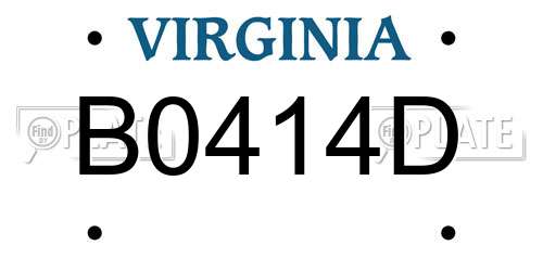 B0414D Virginia License Plate