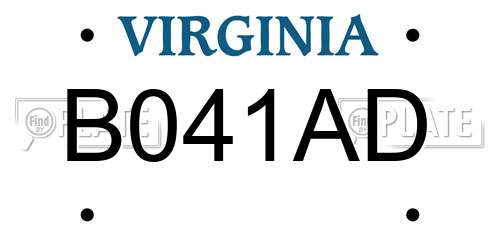 B041AD Virginia License Plate