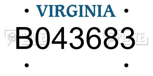 B043683 Virginia License Plate