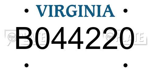 B044220 Virginia License Plate