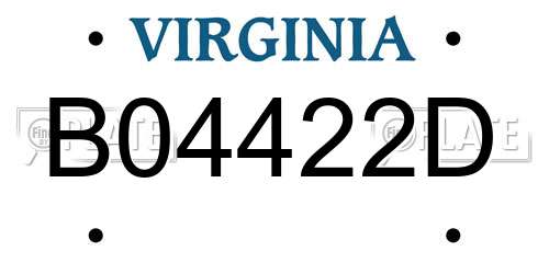 B04422D Virginia License Plate