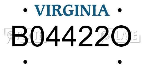 B04422O Virginia License Plate