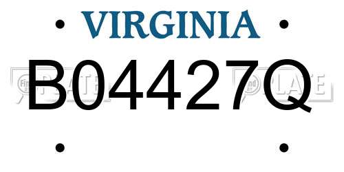 B04427Q Virginia License Plate
