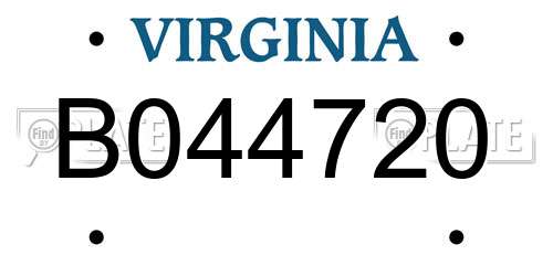 B044720 Virginia License Plate