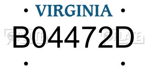 B04472D Virginia License Plate