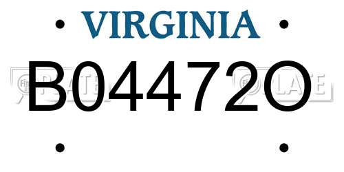 B04472O Virginia License Plate