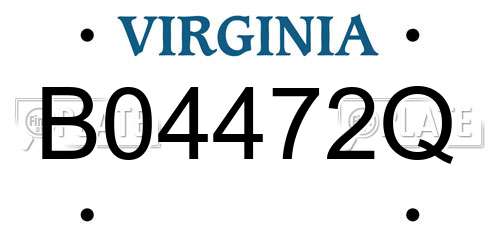 B04472Q Virginia License Plate