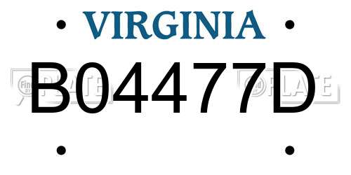 B04477D Virginia License Plate