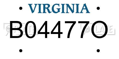 B04477O Virginia License Plate