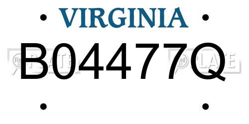 B04477Q Virginia License Plate