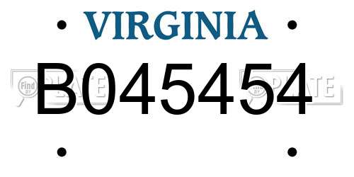 B045454 Virginia License Plate