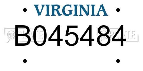 B045484 Virginia License Plate