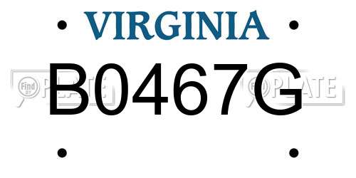 B0467G Virginia License Plate