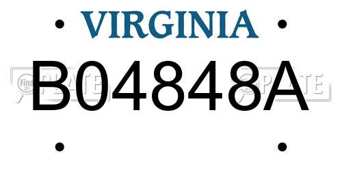 B04848A Virginia License Plate