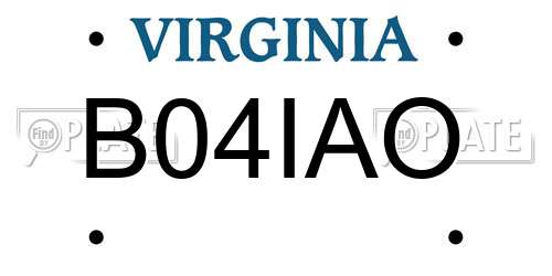 B04IAO Virginia License Plate