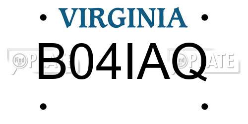 B04IAQ Virginia License Plate
