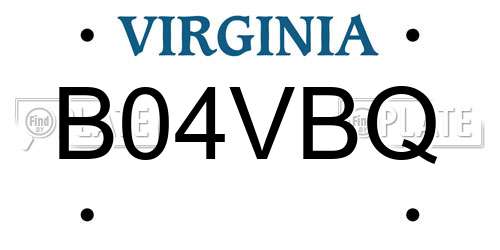 B04VBQ Virginia License Plate